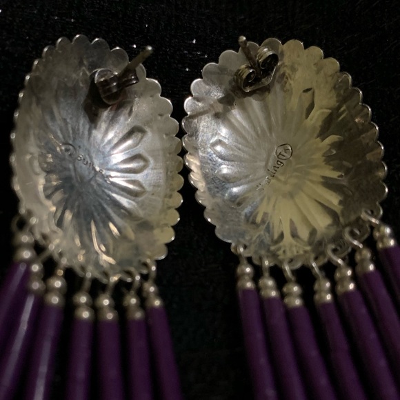 Vintage Hopi Purple Sugilite Concho earrings - Picture 5 of 9